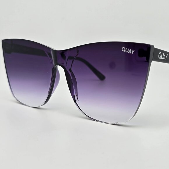 Quay Australia Come Thru Black Frame Black Fade Lens Cat Eye Sunglasses w/ Case main image 14